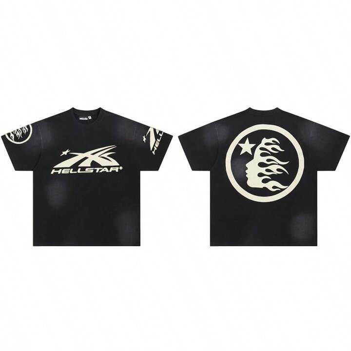 Men’s Fashionable Y2K Graphic Print Swag Crew Neck Short Sleeve T-Shirt Pure Cotton