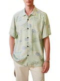 Men’s Silk Hawaiian Floral Shirts Short Sleeve Button Down Casual Tropical Holiday Beach Shirts Halloween