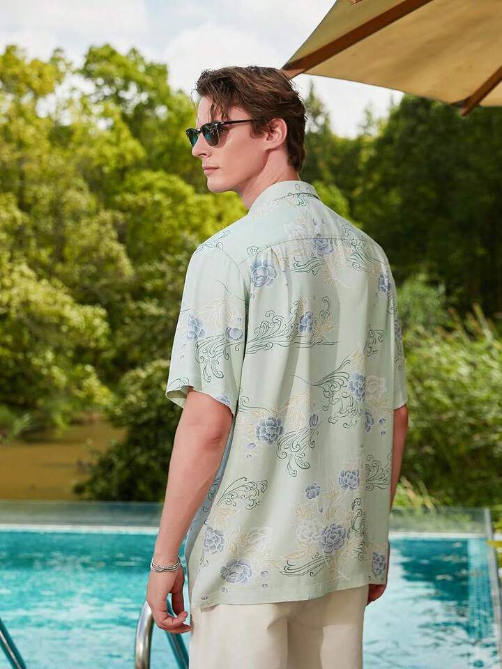 Men’s Silk Hawaiian Floral Shirts Short Sleeve Button Down Casual Tropical Holiday Beach Shirts Halloween