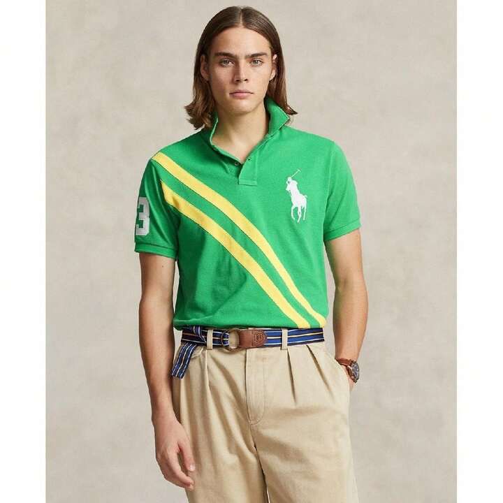 Polo Polo Shirt Men’s Green Big Pony Mesh Custom Slim Fit MAC151