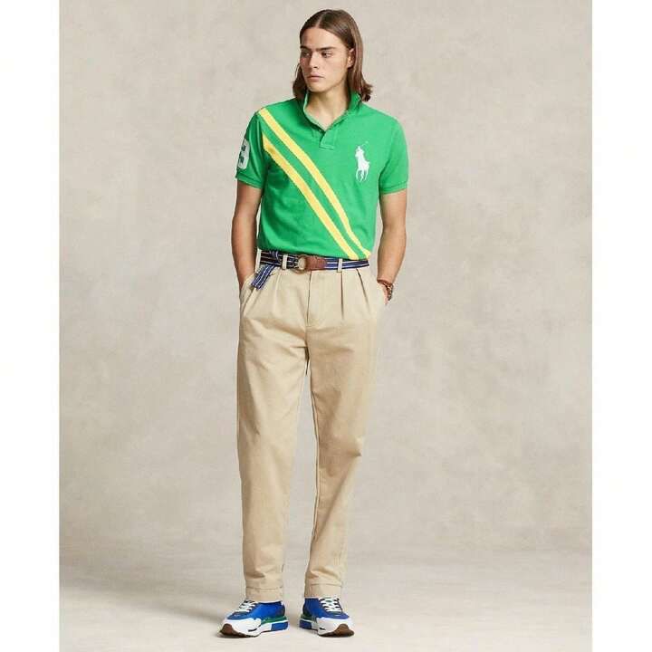 Polo Polo Shirt Men’s Green Big Pony Mesh Custom Slim Fit MAC151